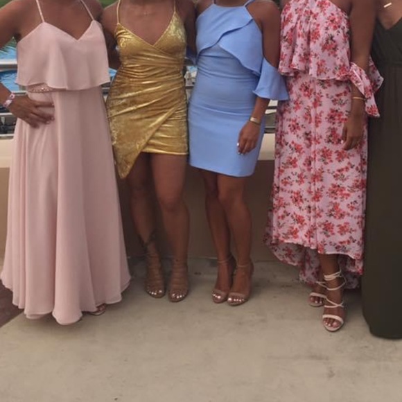 Endless Rose Flared Ruffled Dress. Color: Powder Blue. Size: XS - Picture 6 of 7